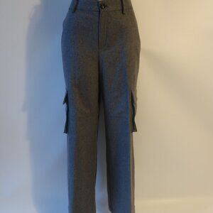 Womens MNG Beyond Gray Wool Blend Wide Leg Cargo Pants 8